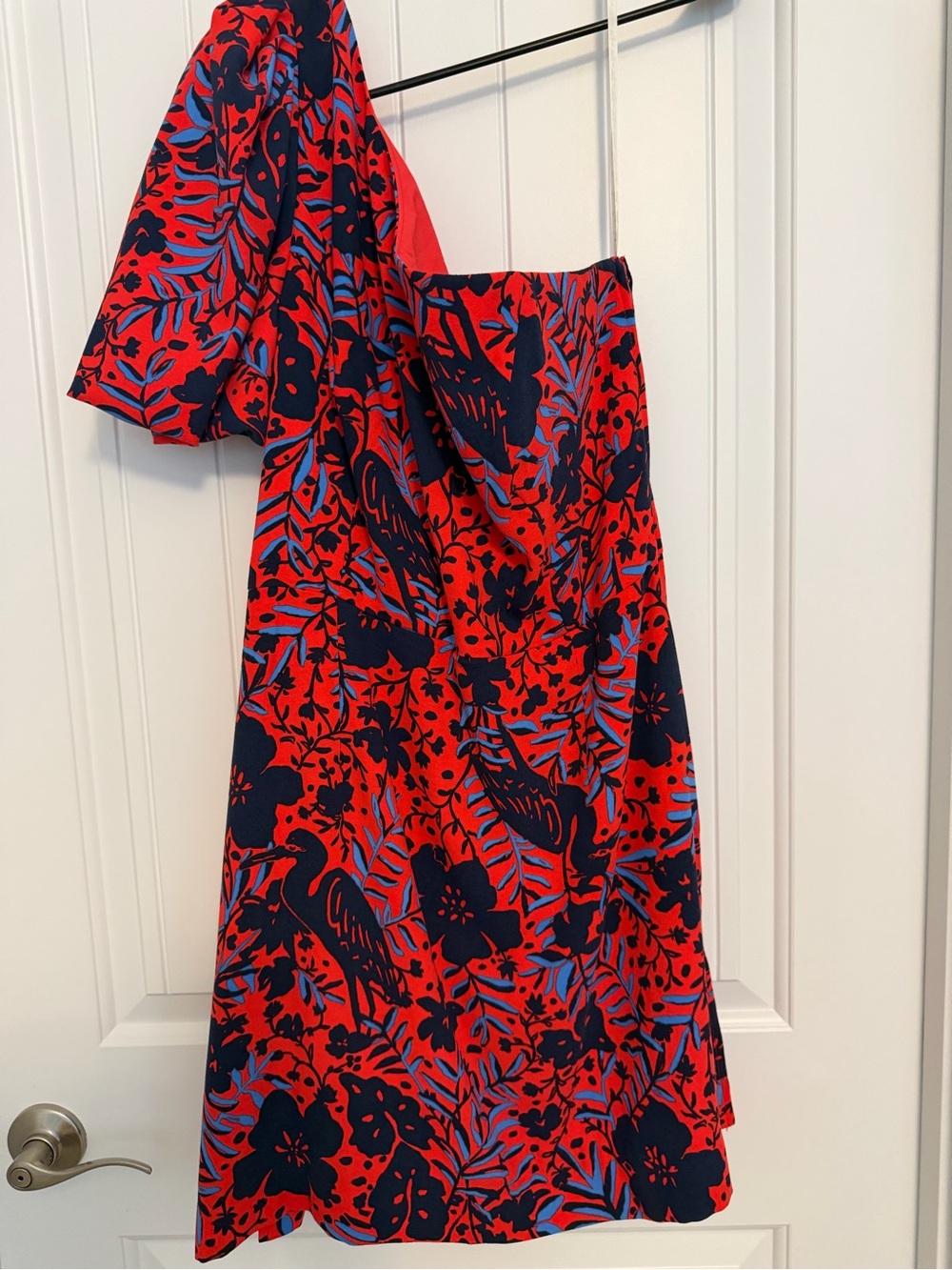 NWT Lilly Pulitzer Red, Navy & Blue One-Shoulder Floral Jumper